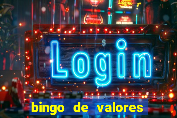 bingo de valores para imprimir